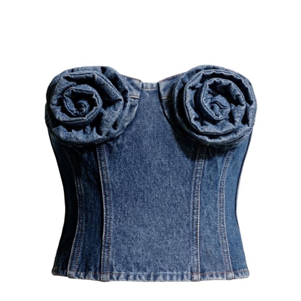 NWT H&M x MAGDA BUTRYM DENIM BUSTIER TOP